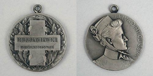 Edith Cavell memorial medal White metal